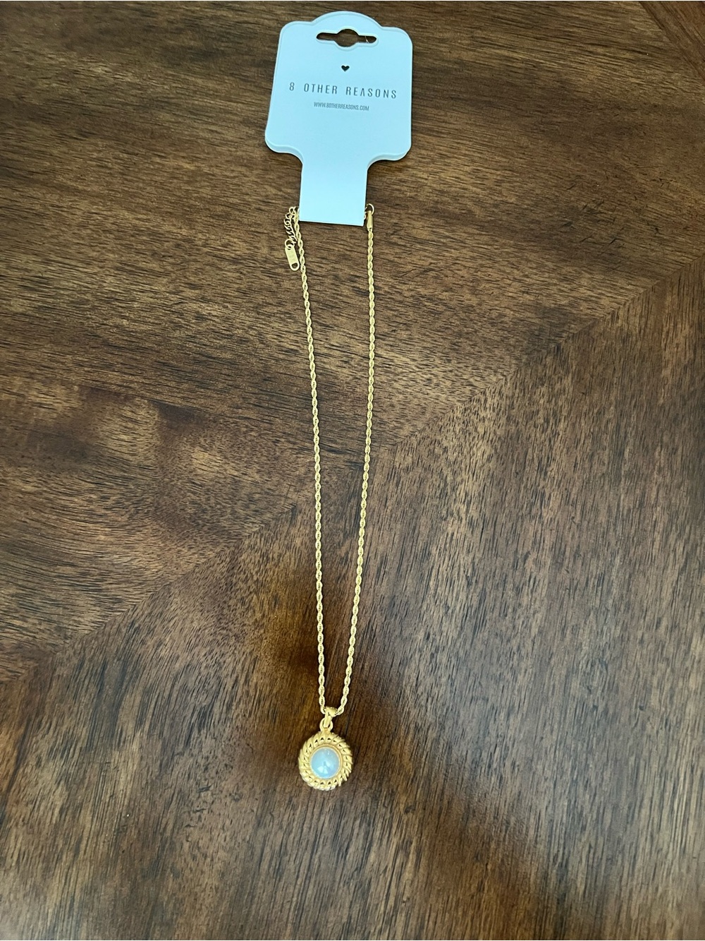 8 Other Reasons Gold Pendant Necklace with Pearl Accent